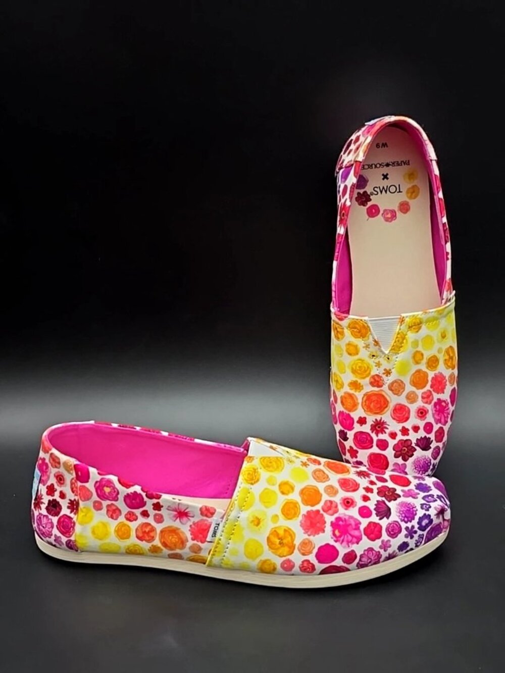 Toms Alpargata White Paper Source Rainbow Ombre Floral Print Women's Size 9